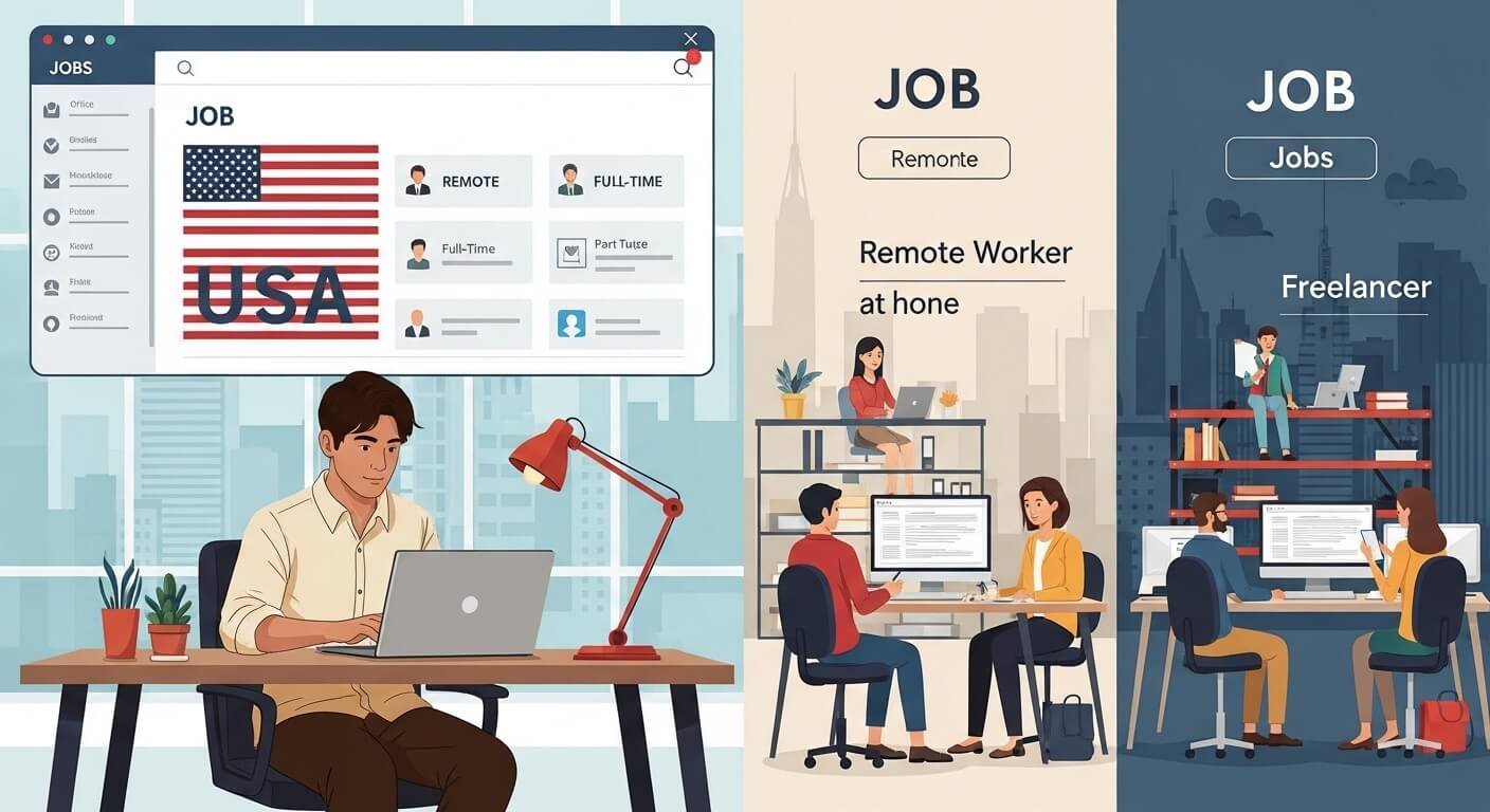 people applying for latest jobs in USA in busy office environment